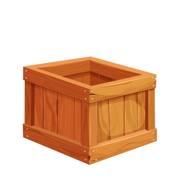 Ξύλινο Κουτί Δοχείο Παράδοσης Στυλ Κινουμένων Σχεδίων Περιουσιακό Στοιχείο Παιχνίδι — Διανυσματικό Αρχείο