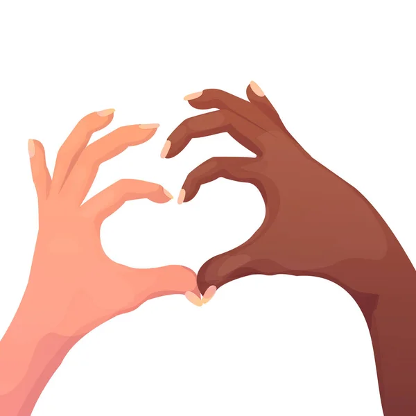 Duas Mãos Forma Coração Gesto Braços Como Amor Sinal Estilo — Vetor de Stock