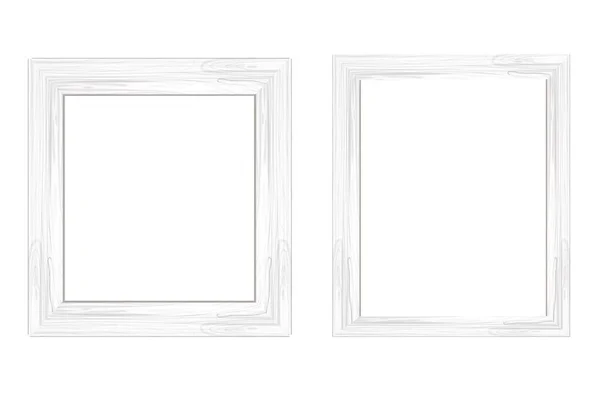 Weißer Holzrahmen Strukturierte Detaillierte Bordüre Cartoon Stil Isoliert Auf Weißem — Stockvektor