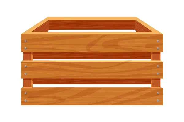 Holzkiste Liefercontainer Cartoon Stil Spielanlage Isoliert Auf Weißem Hintergrund Holzverpackung — Stockvektor