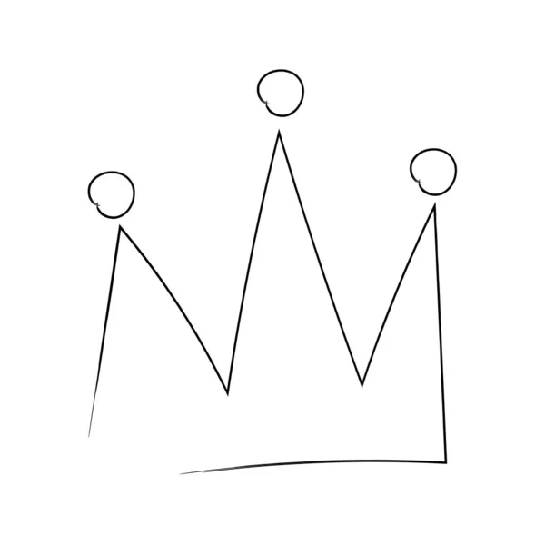 Coroa Real Rainha Princesa Diaden Cabeça Tiara Rei Estilo Doodle — Vetor de Stock