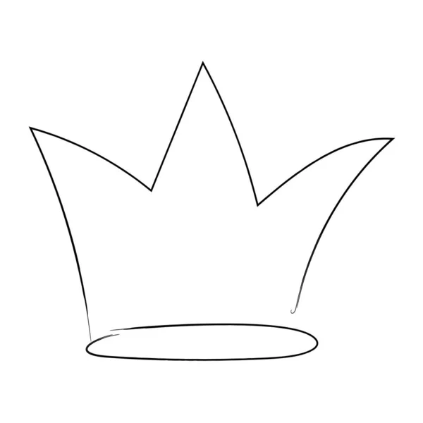 Coroa Real Rainha Princesa Diaden Cabeça Tiara Rei Estilo Doodle — Vetor de Stock