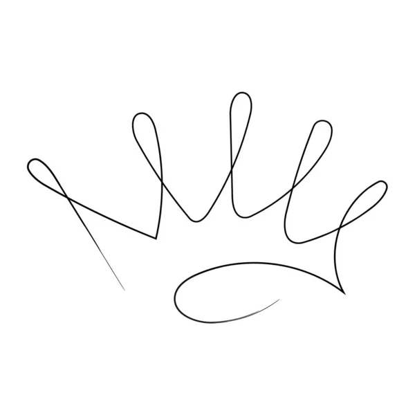 Royal Crown Queen Princess Diaden Tiara Head King Doodle Style — Stock Vector