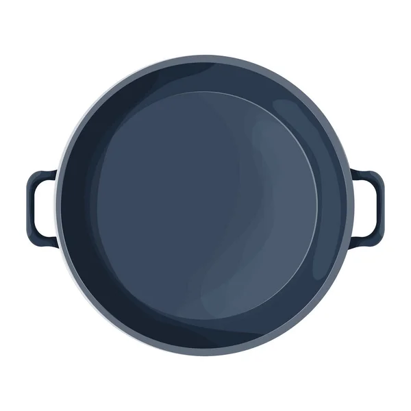 Сковородка Wok Вид Сверху Пустой Посуды Стиле Мультфильма Стальной Суп — стоковый вектор