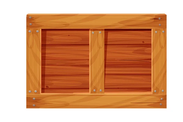 木製の箱 漫画スタイルの配信コンテナ 白い背景に隔離されたゲーム資産 木の梱包 開いているテクスチャ ベクターイラスト — ストックベクタ