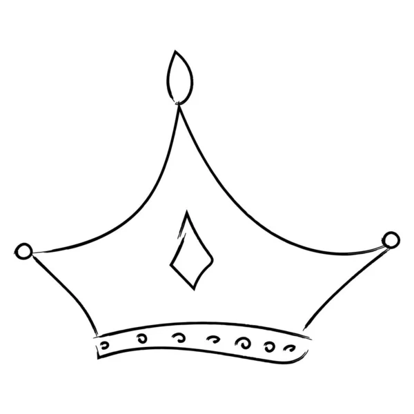 Corona Real Reina Princesa Diaden Cabeza Tiara Rey Estilo Garabato — Vector de stock