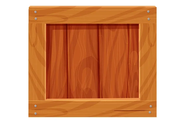 木製の箱 漫画スタイルの配信コンテナ 白い背景に隔離されたゲーム資産 木の梱包 開いているテクスチャ ベクターイラスト — ストックベクタ