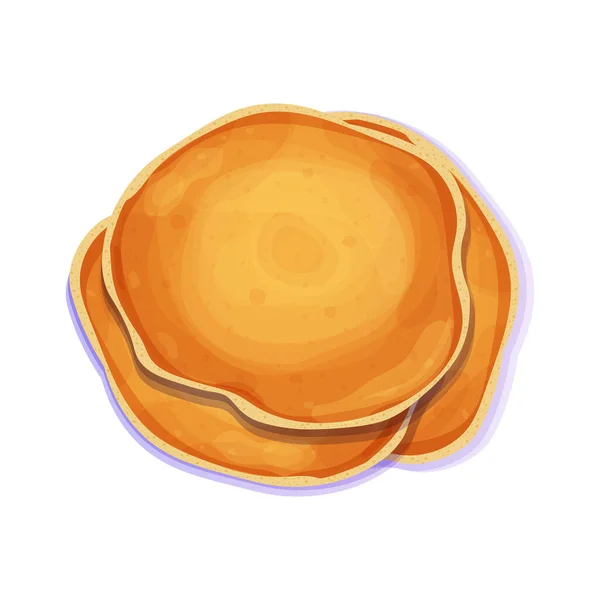 在白色背景上孤立的卡通风格的煎饼顶部视图 圆形甜点 是的矢量说明 — 图库矢量图片