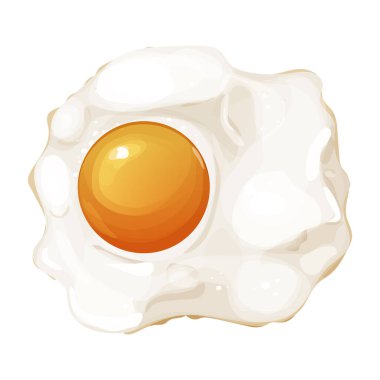 Beyaz arka planda izole edilmiş karikatür tarzında kızarmış yumurta. Kızarmış sabah yemeği. Vektör illüstrasyonu