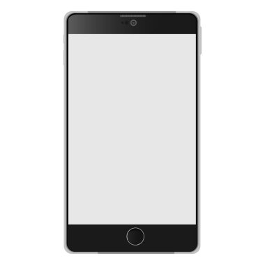 Cep telefonu, akıllı telefon ekranı çerçeve ön görünüm modern cihaz beyaz arkaplanda izole edilmiş şablon. Vektör illüstrasyonu