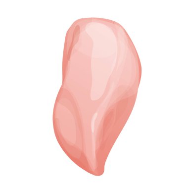 Tavuk fileto eti beyaz arka planda izole edilmiş karikatür tarzında göğüs üstü görüntüsü. Kemiksiz ham madde. Vektör illüstrasyonu