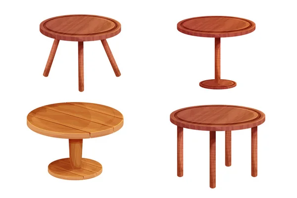 Table Ronde Bois Bureau Tectured Dans Style Bande Dessinée Isolé — Image vectorielle