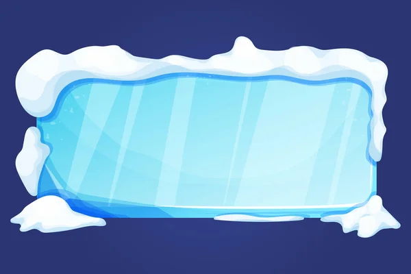 冰按钮 冰冻的框架与雪 水平菜单在卡通风格孤立的白色背景 玻璃光泽面板 游戏界面元素 是的矢量说明 — 图库矢量图片
