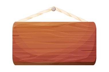 Ahşap tahta, çerçeve oyunu varlıkları tahtanın bir parçası, beyaz arkaplanda karikatür tarzında izole edilmiş halatla düğme. Masaj için çerçeve, dekorasyon. Vektör illüstrasyonu