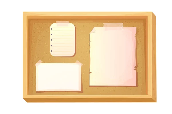 木结构软木塞板 空白纸片 卡通风格 白色背景隔离 时间表 任务和模因页的空间 是的矢量说明 — 图库矢量图片