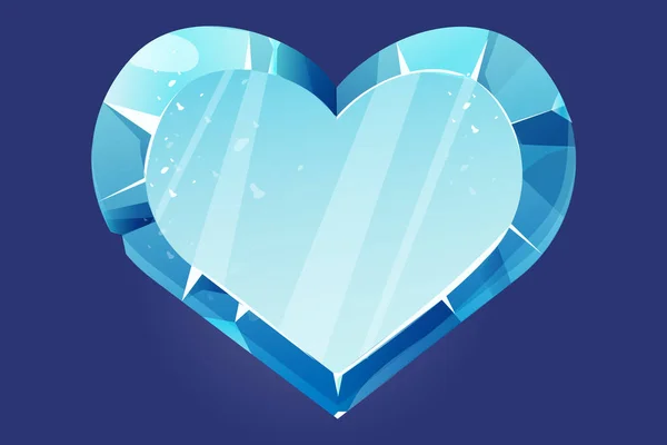 Ледяное Сердце Замороженный Камень Стиле Мультфильма Игровой Актив Украшение Пуговица — стоковый вектор