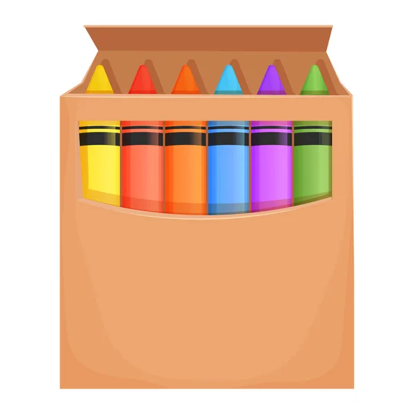 Crayons Cire Dans Une Boîte Carton Style Dessin Animé Isolé — Image vectorielle