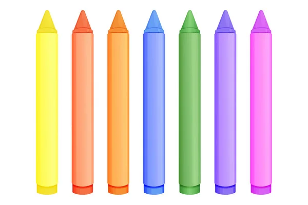 Crayons Cire Placés Dans Style Dessin Animé Isolé Sur Fond — Image vectorielle