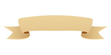 Kağıt parşömen şeridi, beyaz arkaplanda izole edilmiş karikatür tarzında eski tip pankart oyunu unsuru. Vektör illüstrasyonu