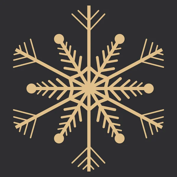Golden Snowflake Crystal Elegant Line Christmas Decoration Dark Background Winter — Stock Vector