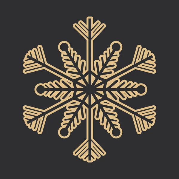 Золотистый Снежок Элегантная Линия Декора Темном Фоне Зимний Холодный Элемент — стоковый вектор