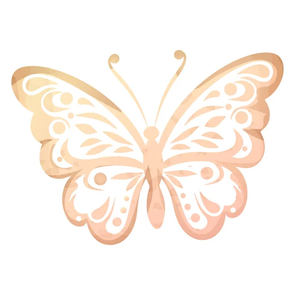 Ornamento Sagoma Farfalla Taglio Carta Pergamena Invecchiata Isolata Fondo Bianco — Vettoriale Stock
