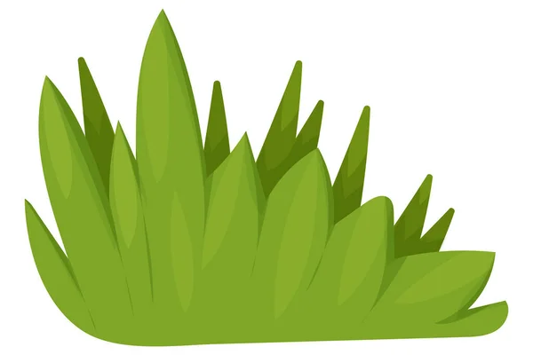 ヘッジグリーンブッシュ 草の森や裏庭の植物は 白いアキログラウンドで隔離された漫画スタイルの葉で ゲームデコレーション クリップアート ベクトルイラスト — ストックベクタ