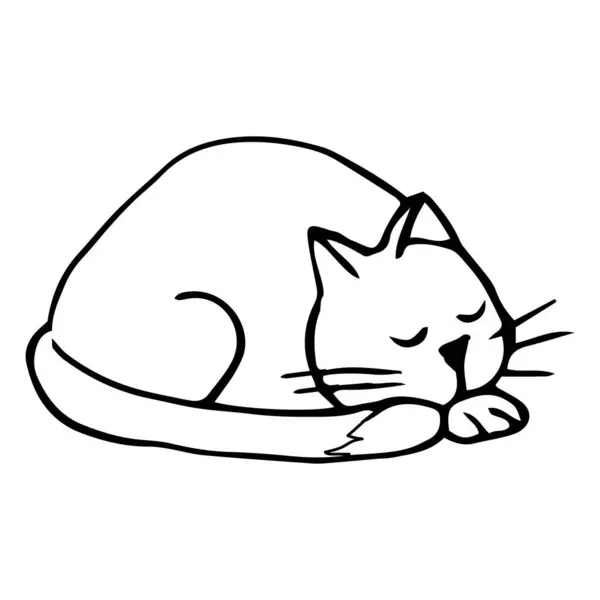 可爱的猫 猫在线条涂鸦风格的情感人物孤立在白色背景 漫画宠物画 矢量说明 — 图库矢量图片