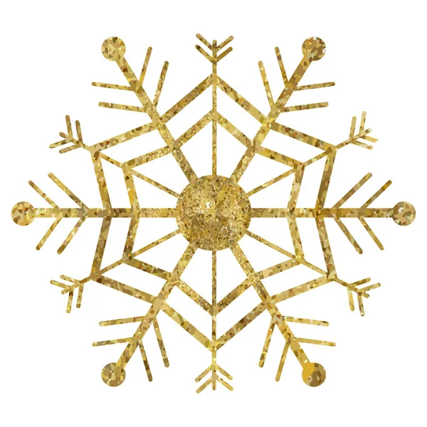 Goldene Schneeflocke Kristall Elegante Linie Weihnachtsdekoration Auf Weißem Hintergrund Winterschmuck — Stockvektor