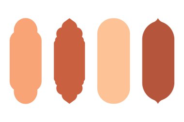 İslami kemer çerçevelerini ayarlayın, boho kenarları, pencereler, beyaz arka planda izole edilmiş Araplar. İslami bayram mübareği, Fas camisi. Vektör illüstrasyonu