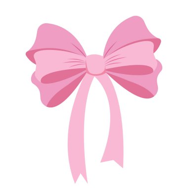 Pembe papyon y2k estetik kurdele, zarif aksesuar, beyaz arka planda izole edilmiş pastel kravat. Güzel saten düğüm. Vektör illüstrasyonu