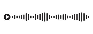 Ses dalgası desibel ses kaydı, beyaz arkaplanda izole edilmiş basit bir sesli mesaj simgesi. Podcast oynatıcı, müzik parçası. Vektör illüstrasyonu
