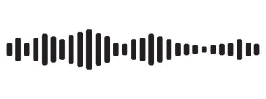 Ses dalgası desibel ses kaydı, beyaz arkaplanda izole edilmiş basit bir sesli mesaj simgesi. Podcast oynatıcı, müzik parçası. Vektör illüstrasyonu