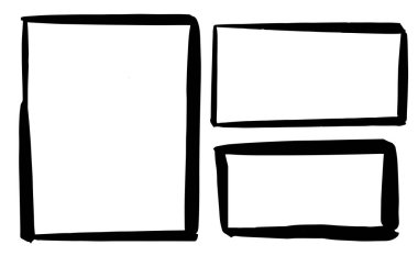 Dikdörtgen çerçeve kadrosu, kenar grunge kenarı, beyaz arkaplanda izole edilmiş metin kutusu. El çizimi dekoratif vuruş, klasik eskiz ikonu. Vektör illüstrasyonu