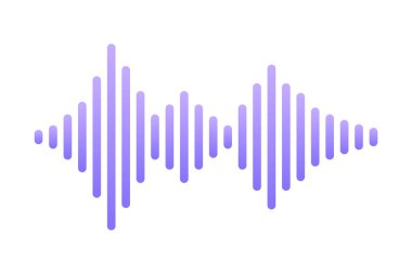 Ses dalgası yüzen ikon, kayıt çubuğu, müzik dalgası ses dalgası radyo dinleyici hattı, beyaz arka planda izole edilmiş. Vektör illüstrasyonu