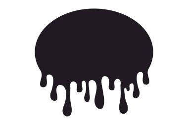 Erimiş damlalar, yuvarlak siluet boya damlalar, sıvı şekil, beyaz arka planda izole edilmiş leke. Akışkan sıvı, balçık ya da krema koleksiyonu. Vektör illüstrasyonu