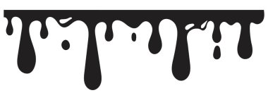 Erimiş boya sıçraması, şeffaf arkaplanda izole edilmiş sıvı akış soyut şekil lekesi. Sıvı damlası, sınır ya da şablon. Vektör illüstrasyonu