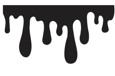 Erimiş boya sıçraması, şeffaf arkaplanda izole edilmiş sıvı akış soyut şekil lekesi. Sıvı damlası, sınır ya da şablon. Vektör illüstrasyonu