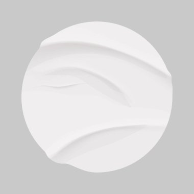 Yapıştırılmış yuvarlak kağıt, buruşuk efekt etiketi, boş çerçeve, rozet modeli izole edildi. Yuvarlak etiketli yamaları ayarla. Buruşuk poster, etiket. Vektör illüstrasyonu