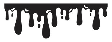 Erimiş boya sıçraması, şeffaf arkaplanda izole edilmiş sıvı akış soyut şekil lekesi. Sıvı damlası, sınır ya da şablon. Vektör illüstrasyonu