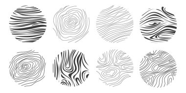 Ahşap desenli karalama el çizgisi. Ağaç gövdesi geometrik eğri ve dalga konturu. Halkalar ve daireler. - Evet. Vektör illüstrasyonu