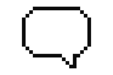 Piksel konuşma balonu 8 bit y2k dijital retro mesaj. Oyun konuşma kutusu, yorum. Metin çerçevesi, sınır. 80 'ler, 90' lar bilgisayar oyunları. Vektör illüstrasyonu