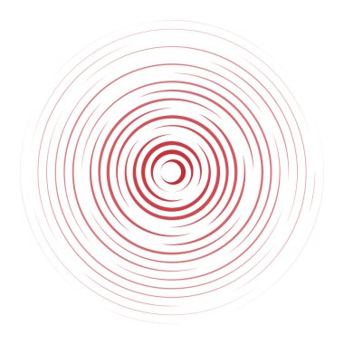 Eşmerkezli dalgalanan daireler çizgisi. Radyal sinyal, sonar dalgası, beyaz arkaplanda izole edilmiş ses dalgası ikonu. Dokunma effec. Yuvarlak dairesel sinyal. Vektör illüstrasyonu