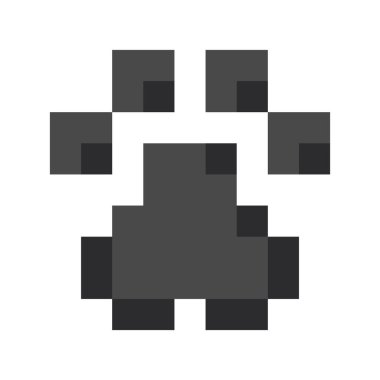 Piksel pati şirin hayvan bacağı ayak izi 8 bit retro y2k ayak izi. Güzel pençe izi. Kedi pençesi. Vektör illüstrasyonu