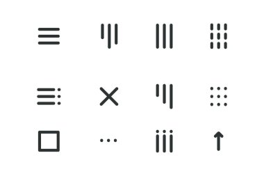 Hamburger arayüzü menüsü basit çizgi, minimal ui açılır burger. Şablon navigasyonu. Simge, bırakma düğmesi web sembolü. Arayüz Tasarım Ögesi. Vektör illüstrasyonu