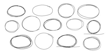 Çemberin altını çiz, yuvarlak daireler çiz mesaj notu için. sınır, işaret kontrolü veya metin kutusu beyaz arkaplanda izole edildi. El çizimi dekoratif vuruş, klasik eskiz simgesi