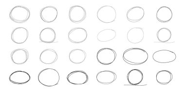 Çemberin altını çiz, yuvarlak daireler çiz mesaj notu için. sınır, işaret kontrolü veya metin kutusu beyaz arkaplanda izole edildi. El çizimi dekoratif vuruş, klasik eskiz simgesi