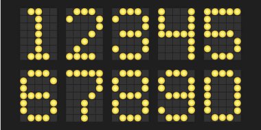 LED dijital pano Elektronik stil bilgi skorbordu 0 ile 9 arasında rakamlar, İmza, Bilgi Panelleri, Spor, Oyunlar, Veri Tahtaları, Zamanlamalar. Sıfır 'dan Dokuz Cyan saat numarasına. Vektör