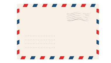 Havayolu boş kartpostal şablonu çizgili eski sınır zarfı. Kağıt doku, antika posta. Hava postası mektubu. Boş zarf. Vektör illüstrasyonu