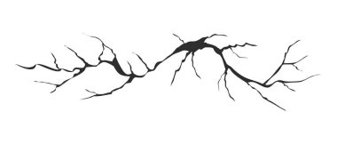 Kırık cam, duvar, yumurta, yerden görünen çatlaklar. Beton, felaketten yarıklar, deprem yüzeyi harap olmuş arazi karalaması, el çizimi. Vektör illüstrasyonu